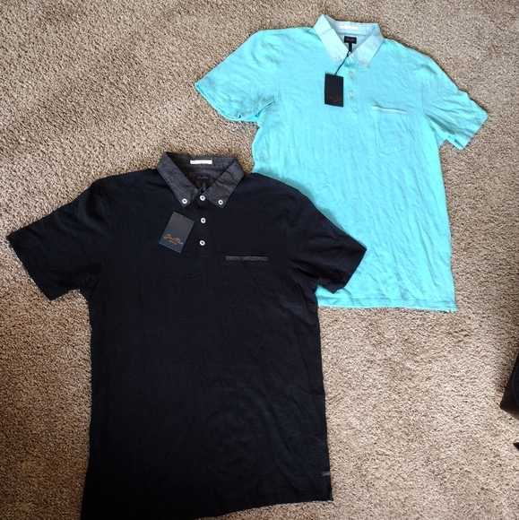 Good Man Brand Black and Light Blue Polo Shirts NWT - Picture 4 of 8